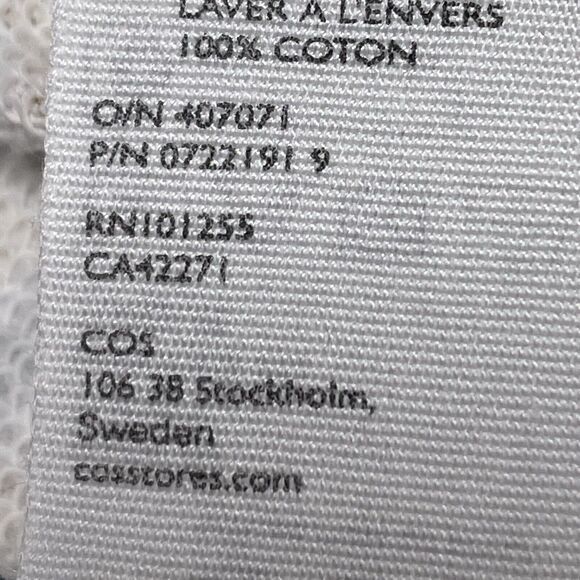 COS Sweatshirt Size XL Mens Long Sleeve French Terry 100% Cotton Boxy Fit - Picture 11 of 11